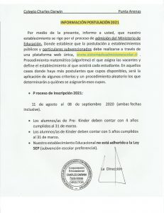 INFORMACIÓN SISTEMA DE ADMISIÓN ESCOLAR 2021 - COLEGIO ...